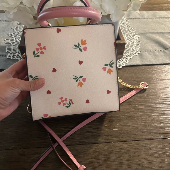 Coach Pink and Cream Mini Bag with Floral Accents - Picture 3 of 3